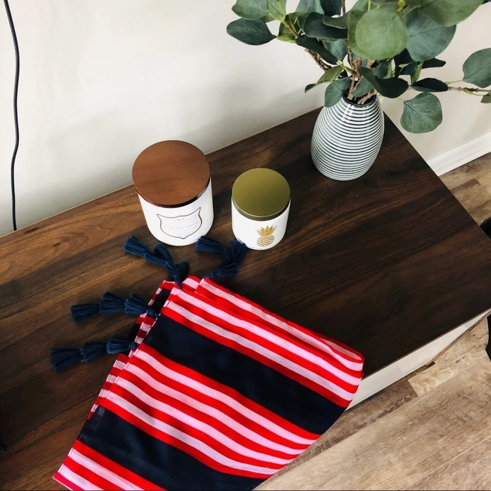 NWOT! Abercrombie & Fitch Tasseled Striped Square Scarf - Red/White/Blue